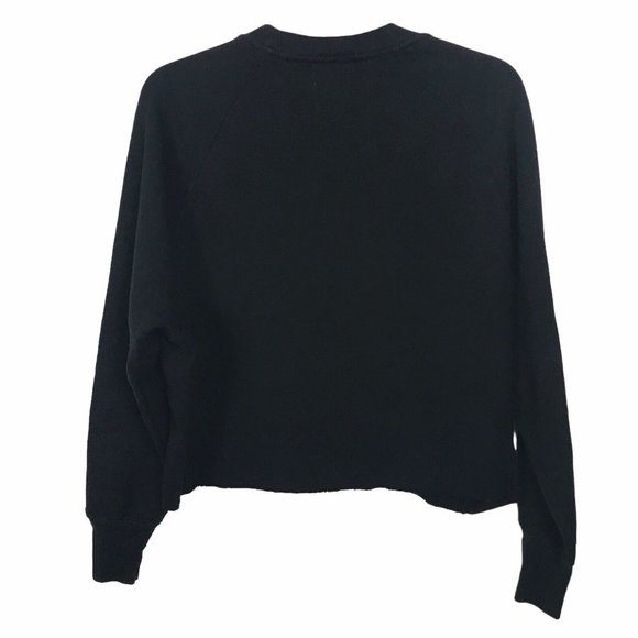 Sundry Womens Size 1 (US S) Leopard Heart Cropped Raw Hem Sweatshirt Black Cute - Picture 2 of 12